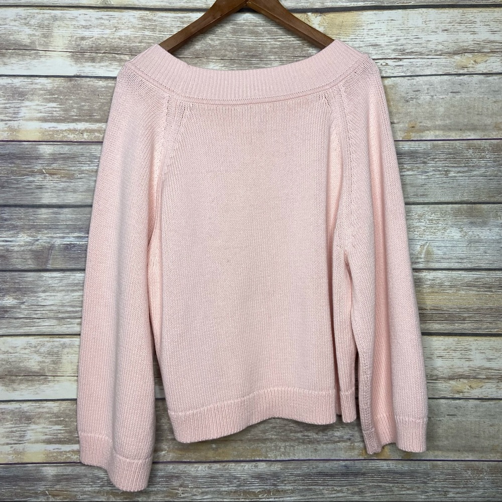 NWT J Crew M Relaxed-sleeve boatneck beach sweater soft pink peach - Picture 5 of 8